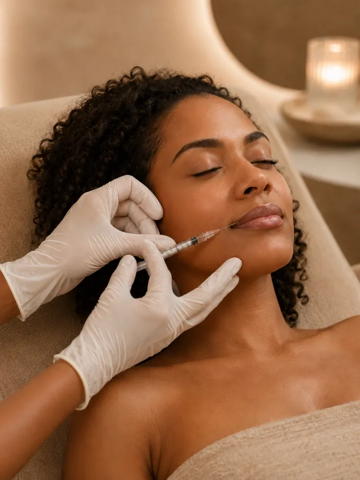 Injectables — client receiving a precise facial injection