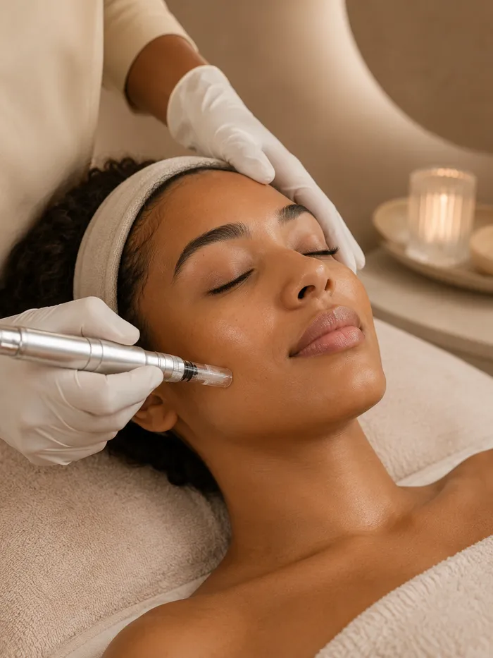 Microneedling — client receiving microneedling treatment